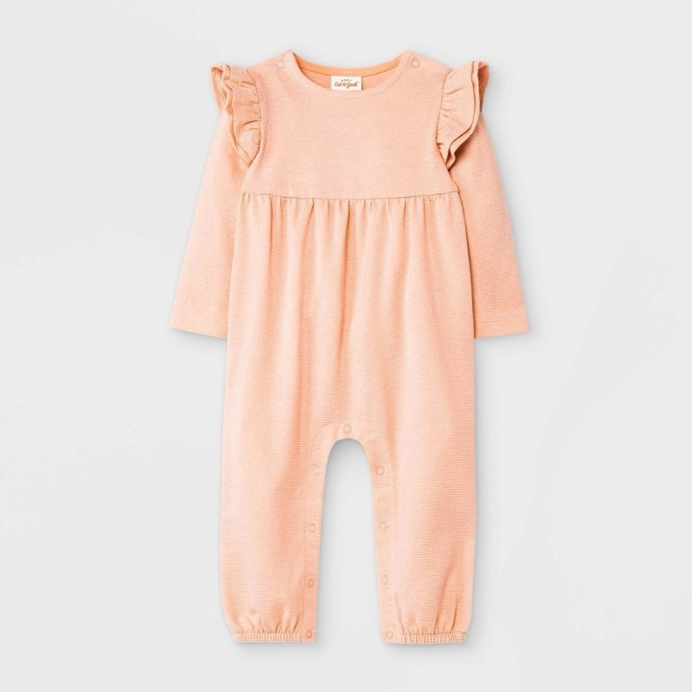 Cat & Jack Jacquard Stripe Romper Pink Silver Size 3-6 Months